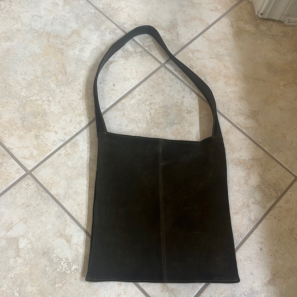 Dark Green and Brown Suede Purse